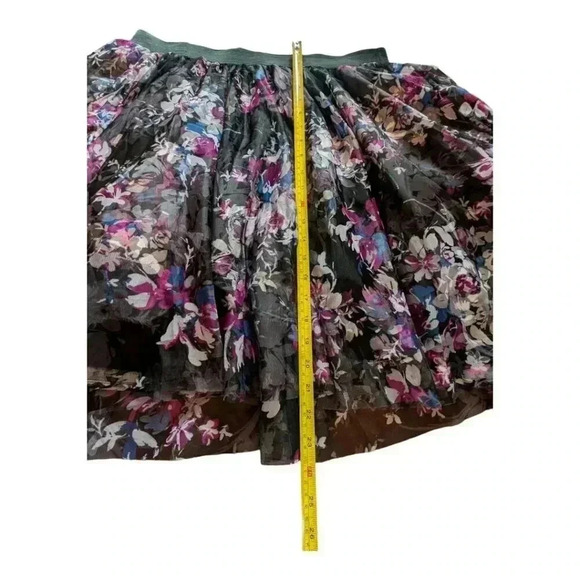 Torrid Women's Skirt Black Purple Floral Tulle Mesh Overlay Skater Full Size 0X - Picture 12 of 15